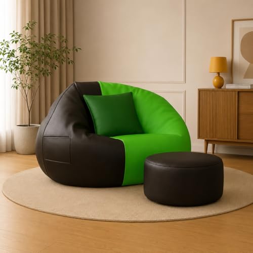 Image of karuto 4XL Tear Drop Bean Bag Cover (Without Beans) (Green::Black, XXXXL)