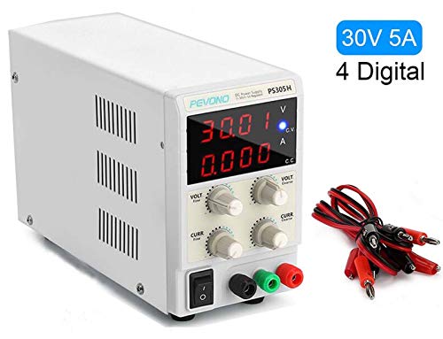Best DC Bench Power Supply, Pevono PS305H 30V/5A 4 Digital LED Desktop Switching Variable Power Supply Voltage&Current Regulated Supply Power Source for Lab Repair,Electronic Tester, Power Calculator