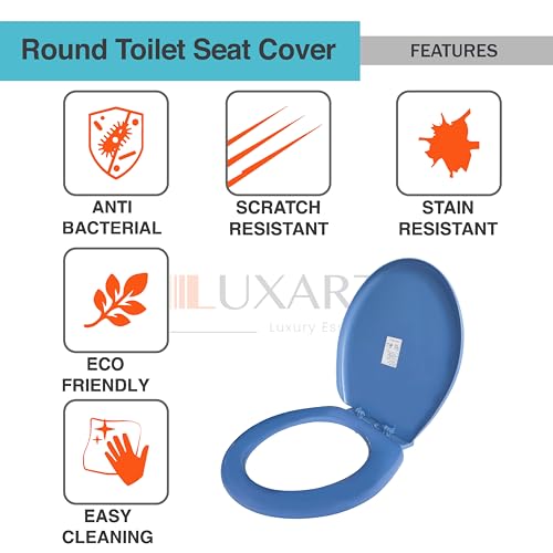 Image of LUXART Toilet Seat Cover 17.9L x 14.5W Inc Indian Commode Oval Seat Cover With Round Edge | EWC Non Soft Close Commode Cover With Installation Kit | PP Western Toilet Cover For Bathroom Commercial Use