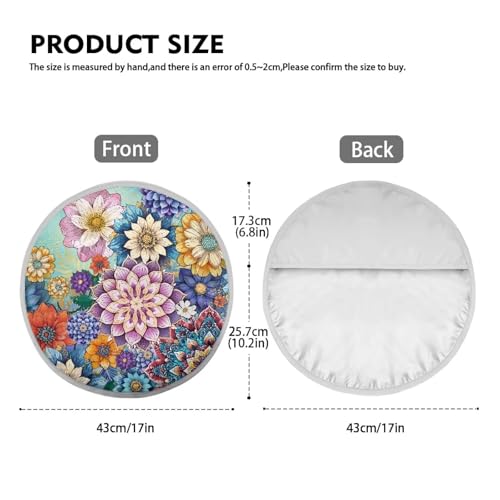 Image of Colorful Flower Steering Wheel Sun Shade Cover Sun Shade for UV Protection Universal Steering Wheel Shield Easy to Install Reflect UV Sun and Heat and Protect Your Car
