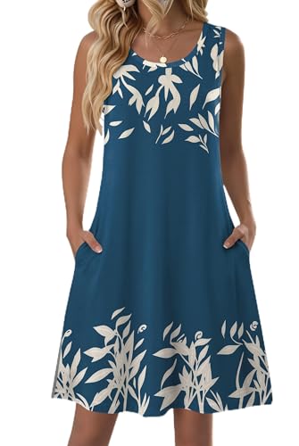 Zeagoo Sundresses for Women Floral Dress Summer Mini Tank Dresses Flowy Swing Loose Sleeveless Short Dress Boho Beach Sundresses Vocation Travel