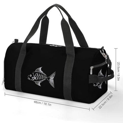 Fish Skeleton Bones Creature Gym Bag Travel Duffel Bag Sports Tote Bag Workout Bag Weekender Bag for Women Men2