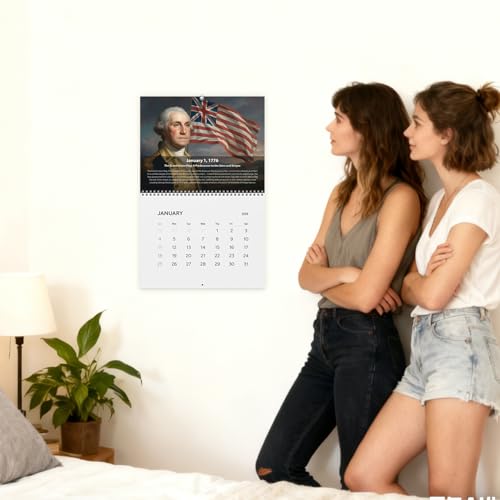 Calendario de pared 2026 histórico y patriótico con planificador anual completo de papel premium 2
