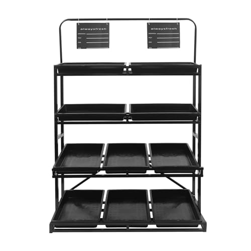 GGTYURTM Supermarket Étagère à 4 étages avec 10 paniers, fer noir + caoutchouc, rangement de...
