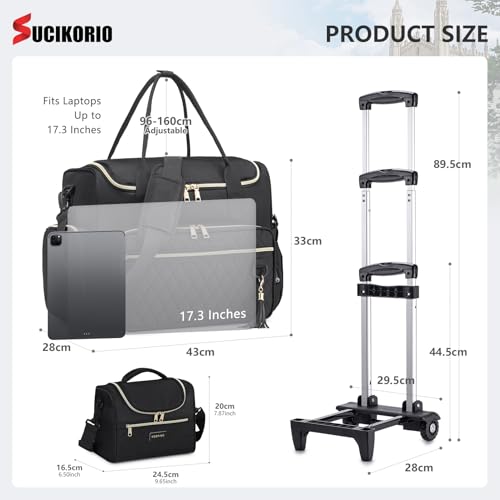 Rolling Laptop Bag 17.3 Inch With Insulated Lunch Bag 3 IN 1 Waterproof Rolling Briefcase With Wheels for Women4