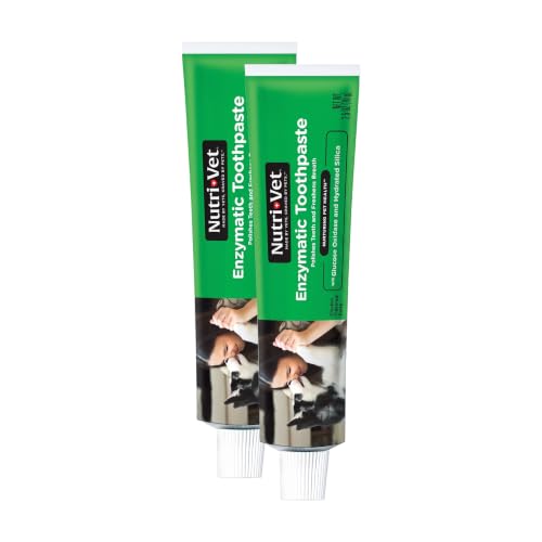 Nutri-Vet Enzymatic Dog Toothpaste, Plaque Remover for Teeth, Dog Breath Freshener, Tooth Whitening, Puppy Essentials, Made in The USA, Non-Foaming Chicken Flavor, 2.5 oz (Pack of 2)