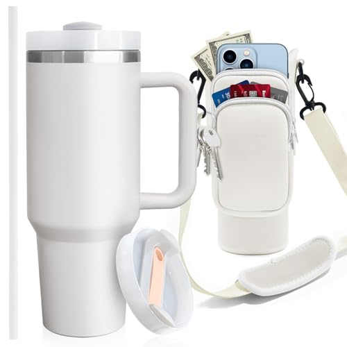 40 oz Stainless Steel Water Bottle Holder with Strap - Vacuum Ins...