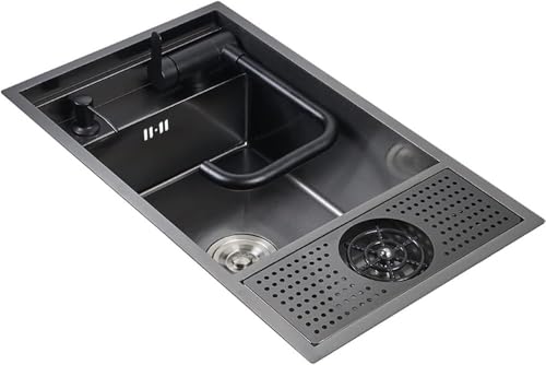 Fregadero rectangular negro de 21 pulgadas para mostrador de café y cócteles 2
