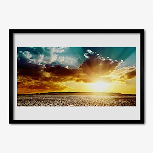 Cadre en MDF avec affiche de paysage solaire 70x50 cm haut de gamme