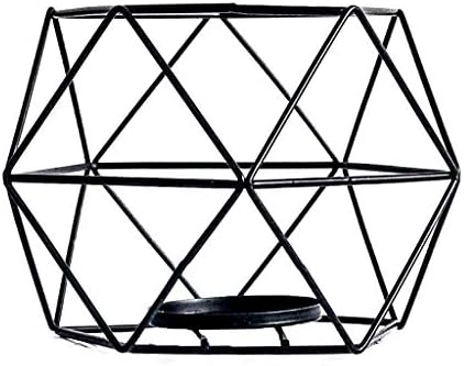 Metal Geometric Design Tea Light Votive Candle Holders, Geometric Shapes Iron Hollow Tealight Candle Holders for Vintage Wedding Home Decoration (Typ 1, Black)