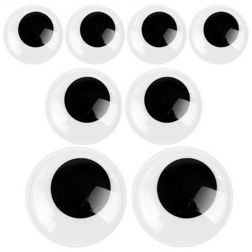 Cobee 8 Stück Selbstklebende Wackelaugen, 50mm 80mm 100mm Kulleraugen Selbstklebend Kunststoff Für Halloween Weihnachten DIY Handwerk