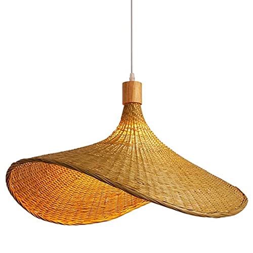 Lampada a Sospensione, lampadario a Cesto in Rattan Zen Giapponese, Cappello di Paglia Intrecciato a Mano Creativo, Lampada a Sospensione in bambù per la Lampada a Sospensione della Sala da tè