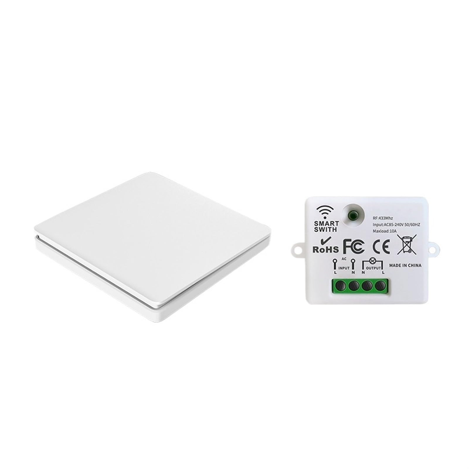 Interrupteur sans fil et récepteur RF 433mhz AVIMYA commande éclairage panneau mural type 86