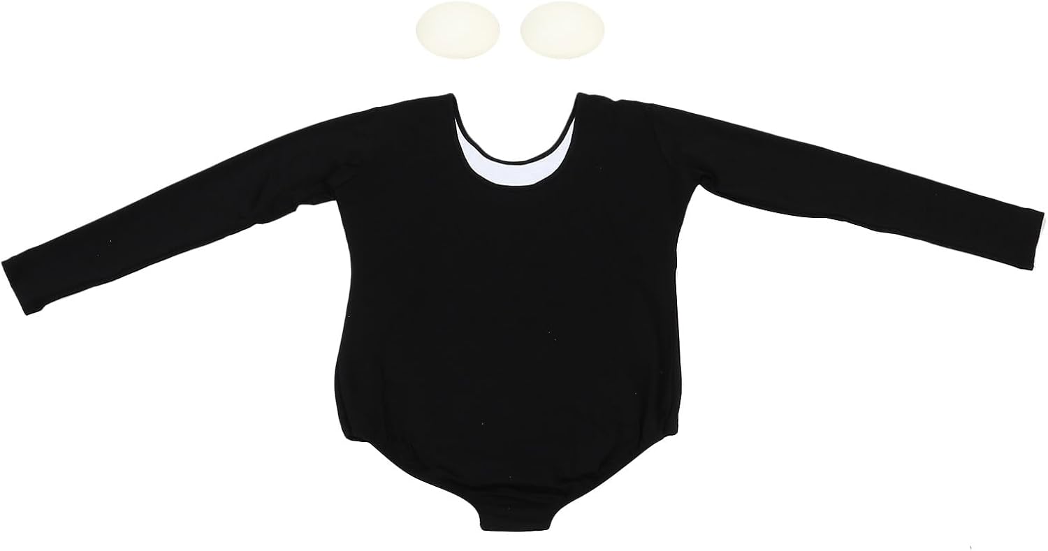 Ipetboom Adult Women’s Long Sleeve Ballet Leotard Stretchy Black Gymnastics Costume for Ballet Practice and Exercise Xxl