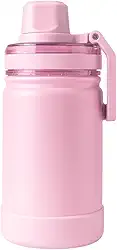 Garrafa Térmica Inox 350ml com Canudo, Alça Ergonômica e Base de Borracha Antiderrapante (Rosa)
