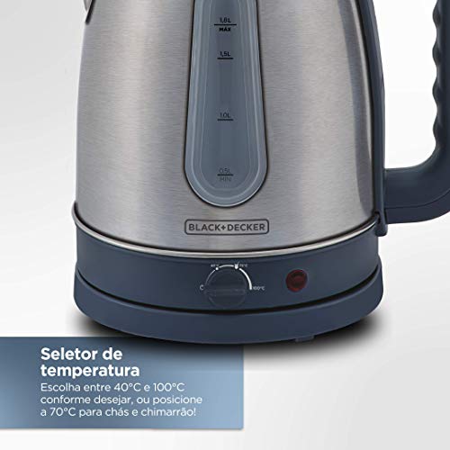 Black Decker Chaleira Elétrica em Inox com Ajuste de Temperatura, Gourmand Gris, Ideal para Aquecer