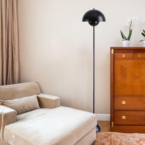 Image of Mid-Century Modern Metal Bud Floor Lamp for Home and Office, Matte Black