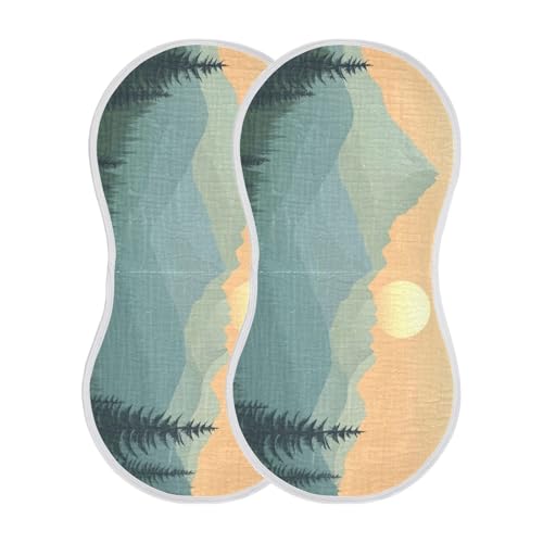 4 Pack Baby Burp Cloths, Soft Absorbent Burping Cloths for Babies, Cotton Milk Spit Up Rags, Large Size for Newborns, Baby Boys and Girls (Mountain Sunset)3