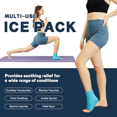 Image of Reusable Foot Ankle Ice Pack Wrap for Injuries, Cold Compression Therapy for Achilles Tendonitis, Plantar Fasciitis, Swelling, Sprained, Pain Relief (Blue)