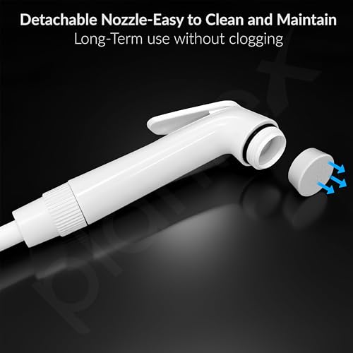 Image of Plantex Jet Spray for Toilet /ABS Health Faucet with 1 Meter Shower Hose Pipe and Wall Hook /Health Faucet Set for Bathroom /Hand Gun for Toilet - (White)