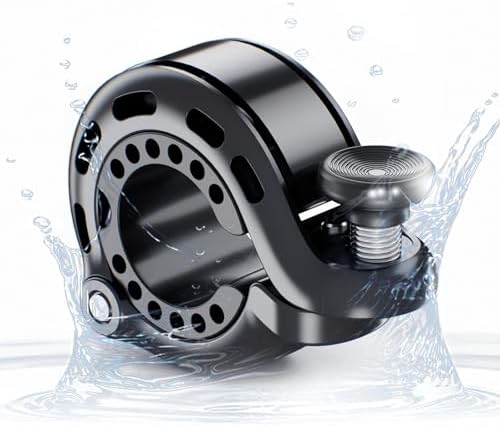 RAVEMEN Bike Bell, Hidden Aluminum Bicycle Bell with Crisp Loud Sound for Adults Kids Mountain Road Bikes, Q1 Bell for Bike with Max 110DB for 22.2/25.4/31.8mm Standard Handlebar