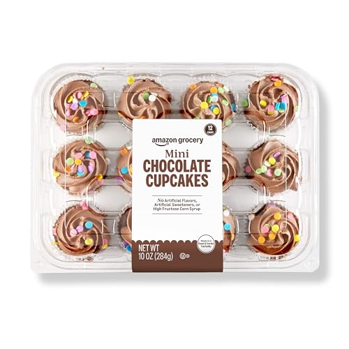 Amazon Grocery, Chocolate Mini Cupcakes, 10 Oz, 12 Ct, Frozen
