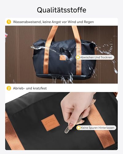 LUGGEX Reisetasche Handgepäck Tasche Ryanair Erweiterbare Weekender Damen Sporttasche mit Kulturbeutel Wasserabweisend Travel Duffle Bag 40×22×25 cm
