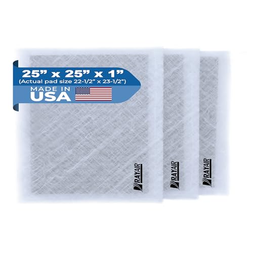 RAYAIR SUPPLY 25x25 Replacement Filter Pads Compatible with Dynamic Air Cleaner 25 x 25 Refills (3 Pack) White