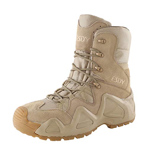 Mens Delta Army Boots, High-Tops Military Tactical Boots Outdoor Mountaineering Off-Road Combat Boots,Beige- 45/UK 10.5/US 112