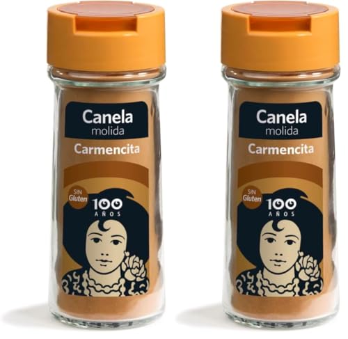 Carmencita Canela Molida, Sin Gluten, Tarro de Cristal con Tapón Dosificador 43g (Paquete de 2)