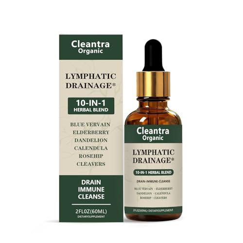 Cleantra Lymphatic Drainage Drops Organic Lymphatic Drainage Supplement 10-in-1 Herbal Blend Cleanse Complex with Burdock Dandelion Elderberry Fast-Absorbing Formula 2 fl oz (1PCS)