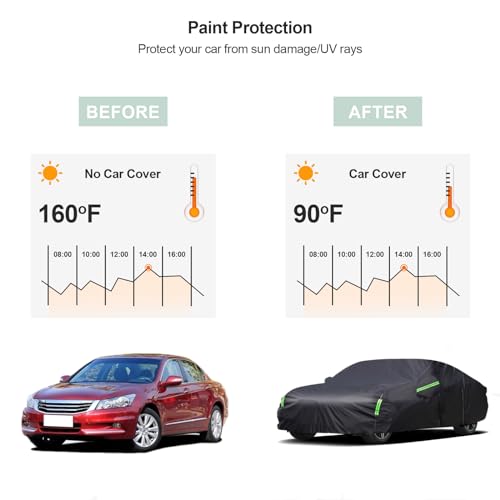 Image of Car Cover Custom Fit for Honda Accord Sedan /Coupe (2001-2023)，All Weather 210T Windproof Car Covers with Windproof Strap and Driver Door Zipper,Sun Snow Rain Dust Protection