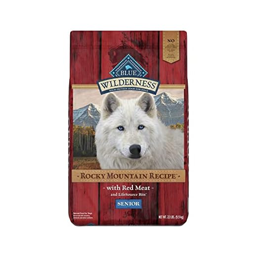 Blue Buffalo Wilderness Rocky Mountain Recipe High Protein, Natural Senior Dry Dog Food, Red Meat 22-lb