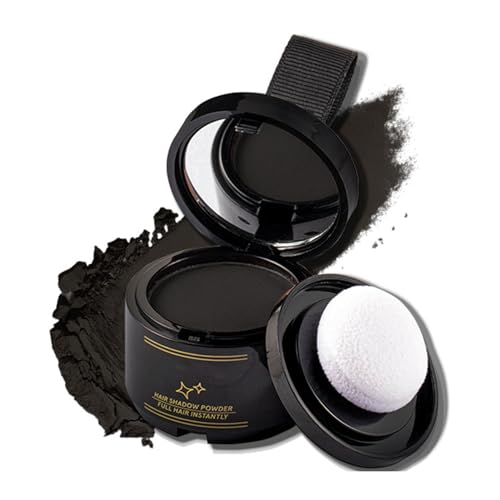 Ansatzpuder - Haarpuder Männer und Frauen, Langanhaltend Haaransatz Puder, Wasserfestes Haar Concealer zur Haarverdichtung Wurzeln, Haar Puder für Haaransatz Kaschieren und Wurzel (Schwarz)
