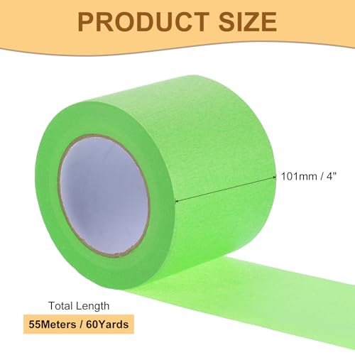Image of Masking Tape Green Painters Tape Paper Tape [for Crafts DIY Walls Painting Packing Automotive Home Decoration Teaching]- 4 Inch x 60 Yards /1 Roll