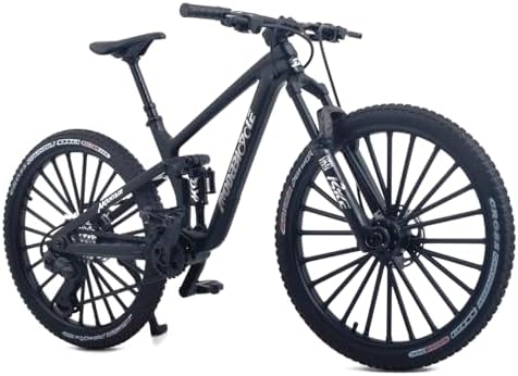 Kuasting 1:8 Scale Die-Cast Mini Mountain Bike Toy Downhill Bicycle Model DS Cake Topper DH Desktop Decoration Crafts for Cycling Lovers Bike Racers Athletes Children Boys and Girls (Black)