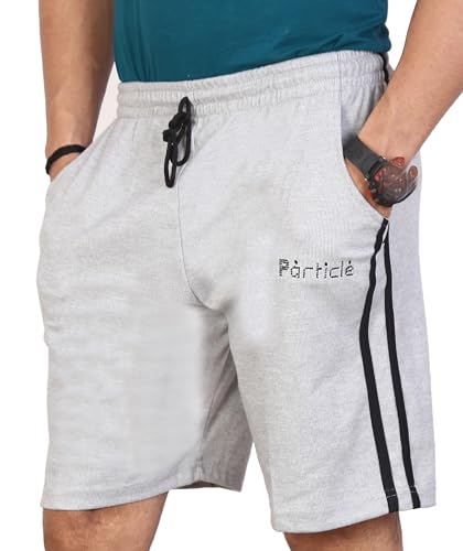 Image of Particle Men's Plus Size & Big Size Cotton Bermuda Shorts | 230 GSM Ribbed Fabric | Half Pants with Double Side Stripes (Waist 36-52 Inch) | Round Pocket