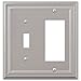 Amerelle Continental Single Toggle/Single Rocker Cast Metal Wallplate in Satin Nickel