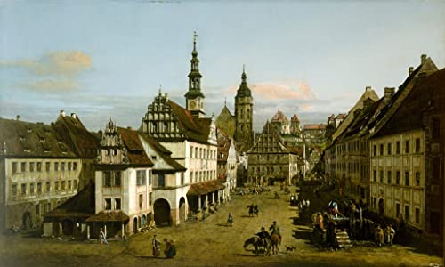 Tableau la place du marché à Pirna Bernardo Bellotto impression sur toile 60x90cm