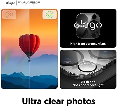 Miniatura 2 de elago Vidrio templado + protector de lente de cámara compatible con iPhone 14 Pro / 14 Pro Max, dureza 9H, antihuellas, inastillable, protección