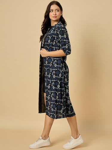 Image of Azira Cotton Abstract Print Front Open Shrug & Calf Length & Western & Casual Wear & Summer Wear & Shrugs for Woman Stylish
