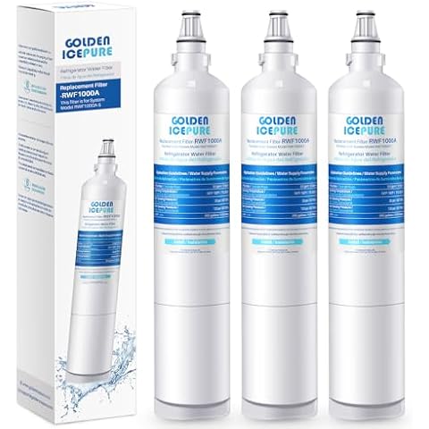 GOLDEN ICEPURE 5231JA2005A Replacement for LG LT600P, 3PACK, 469990, RFC1000A, WF300, FML-2 Refrigerator Water Filter 5231JA2006B, LFX25961SB, LSC27931ST, LFX25971ST, LRSC26925TT, LSC27990TT Cover