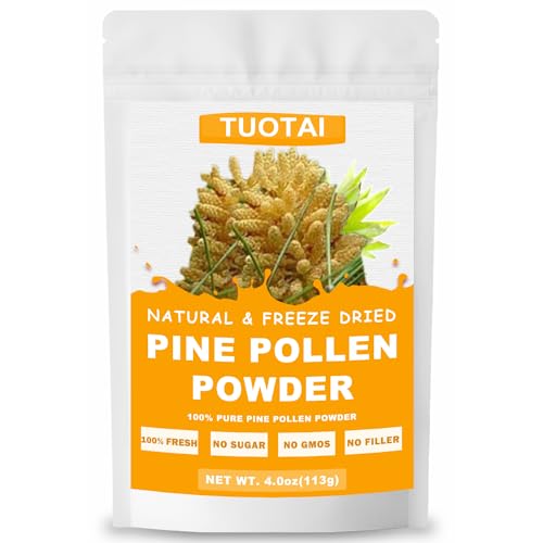TUOTAI Premium Pine Pollen Powder, 100% Natural Powder, No GMO, No Additives, Vegan