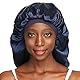 Awefeel Doppelschichtige Satin-Schlafhaube für langes Haar, Zöpfe, Dreadlocks, lockiges Haar - Blau - Medium