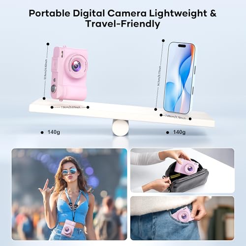 4K Digital Camera for Photography, 50MP Autofocus Point and Shoot Camera with 180° Flip Screen, 16X Zoom Compact Vlogging Camera for YouTube, Travel Camera with 32GB SD Card, Pink - image 7