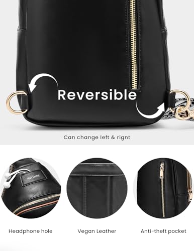 molshine Sling Crossbody Bag, Fashion Chest, Casual PU Leather Shoulder Bag for Women Work Travel Hiking Cycling 5