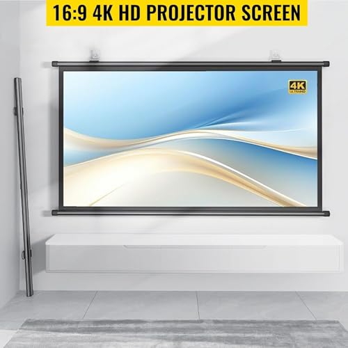 Pantalla manual para proyector 60" 16:9 blanco y metal miniatura 5