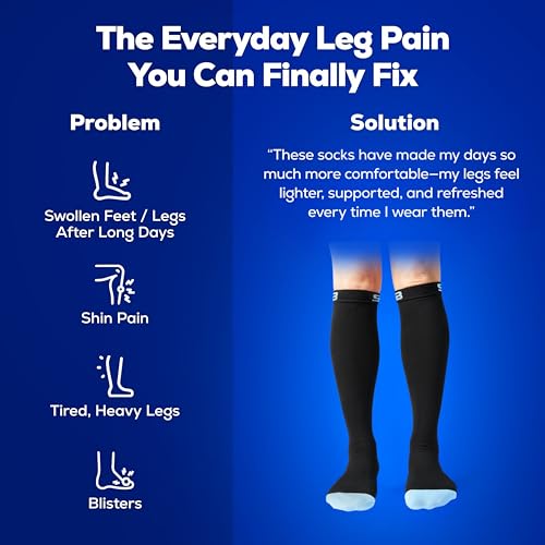 Image of SB SOX 3-Pair Compression Socks (15-20mmHg) for Men & Women - Comfortable Socks, Easy to Put On - Best Socks for Daily /Any Use, Running, Nurse, Travel