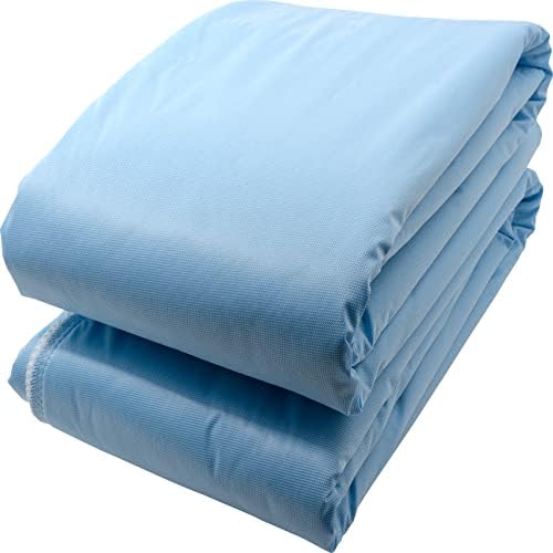 2 Pack - 100% Cotton Large Size Washable Bed Pad/Large Incontinence Underpad - 36 X 52 - Jumbo Mattress Protector - Blue