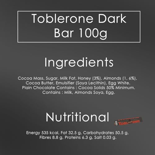 Image of COCOCART Toblerone Chocolate Bar,Enjoy Toblerone,The Iconic Triangular Chocolate From Switzerland (Pack Of 4,Dark),100 Gram